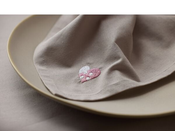 Tygservetter Christmas Hearts Embroidery 4 st Rose