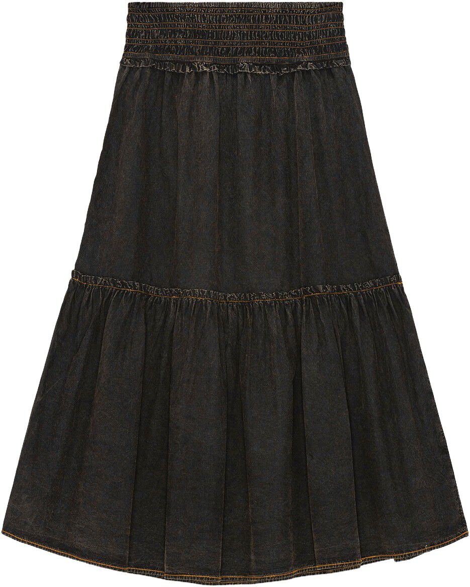 Garment Dyed Cotton Smock Maxi Skir