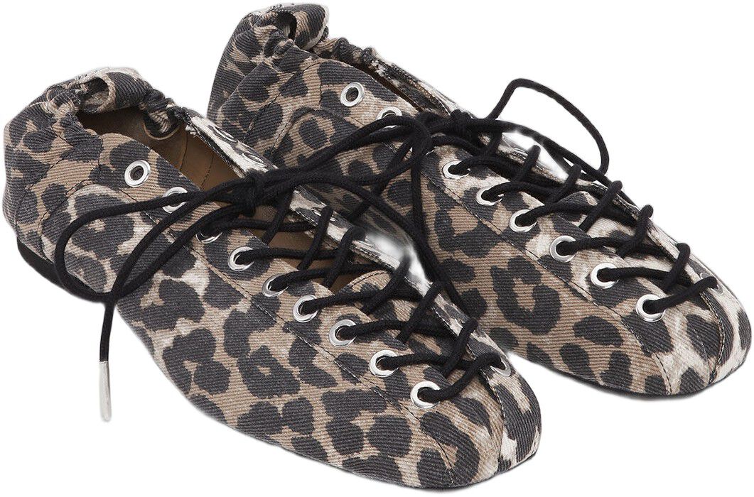 Eyelets Lace Up Ballerina Denim Pri