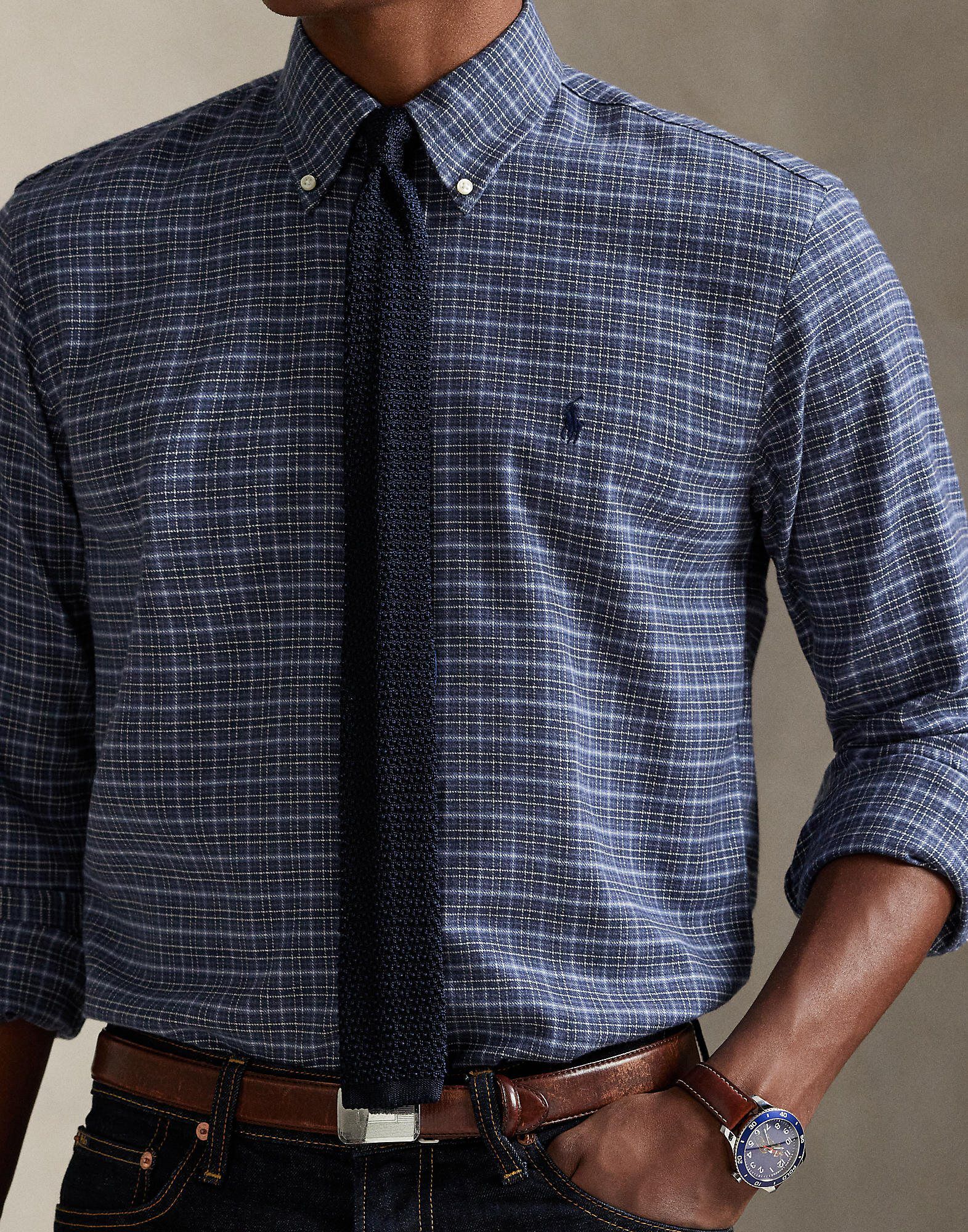 Custom Fit Plaid Performance Twill Shirt
