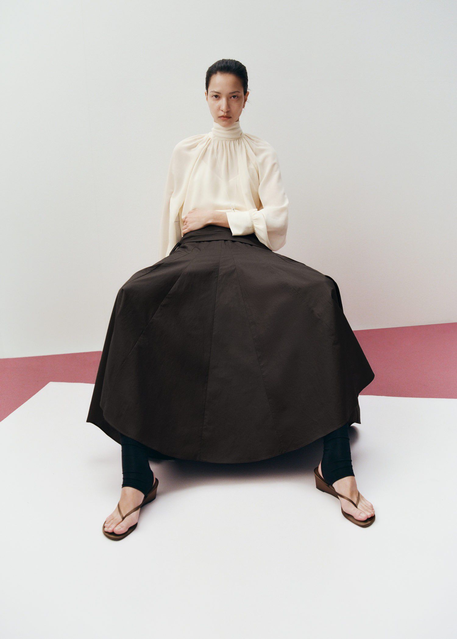 Turtleneck ruffled blouse