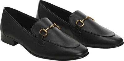Leather moccasins with metallic det