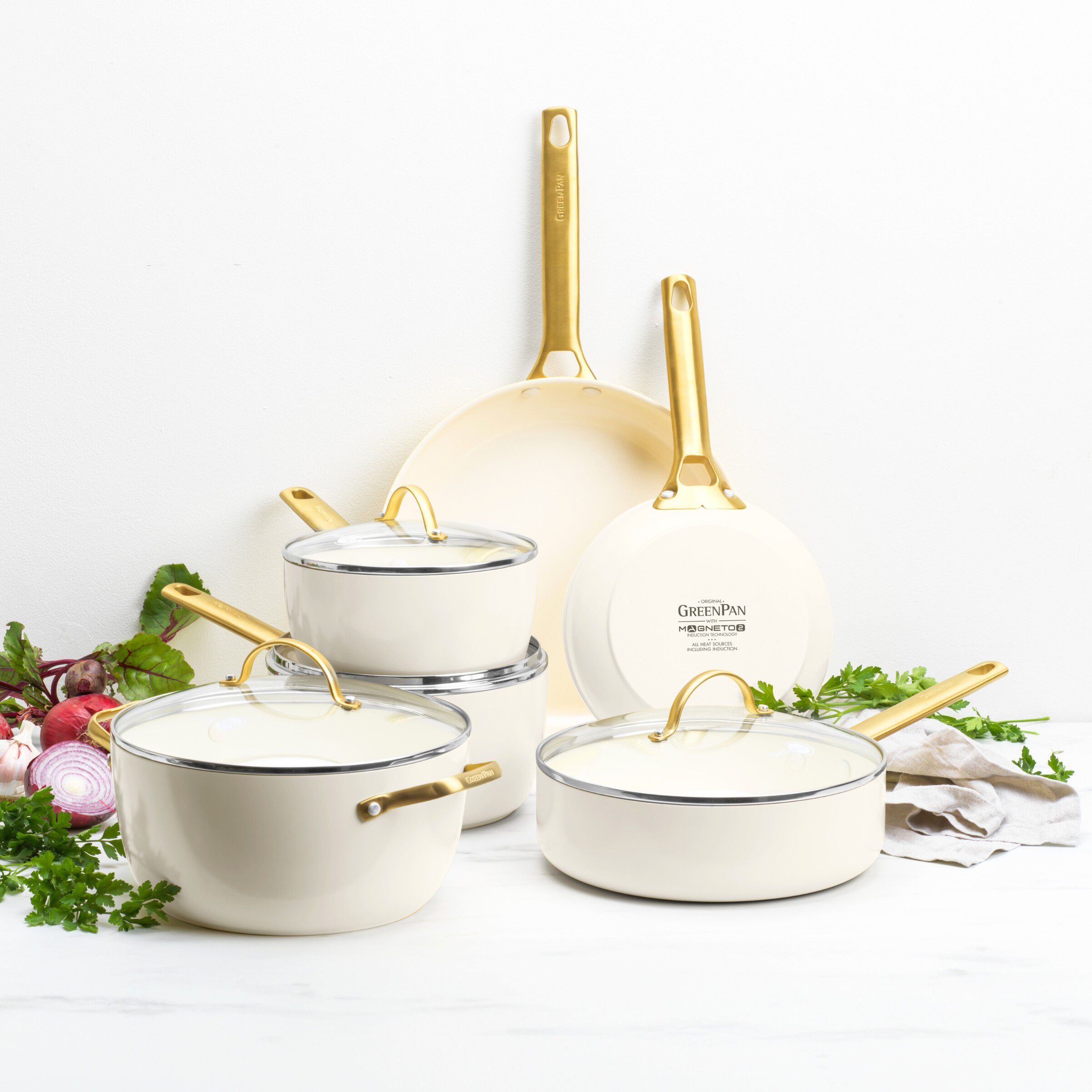 Greenpan Padova Frypan set 2pcs 20cm+26cm Cream White