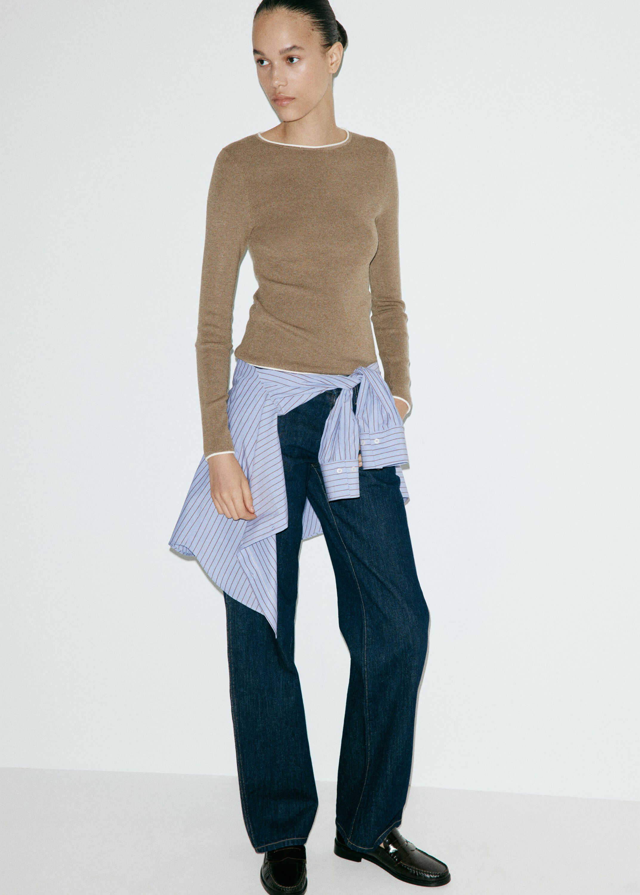 Ribbed knit jumper with contrast ed