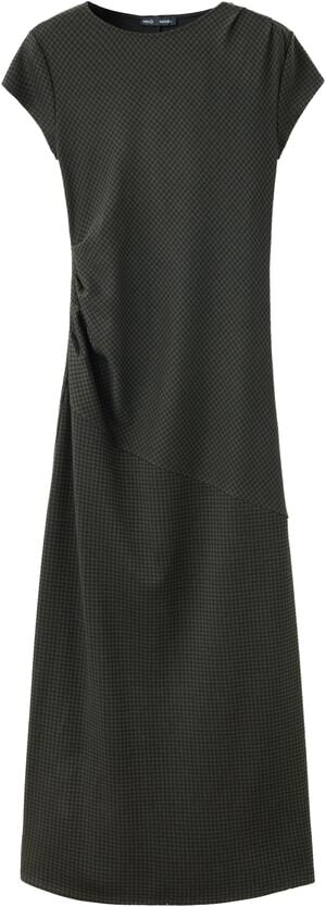 Gathered check dress