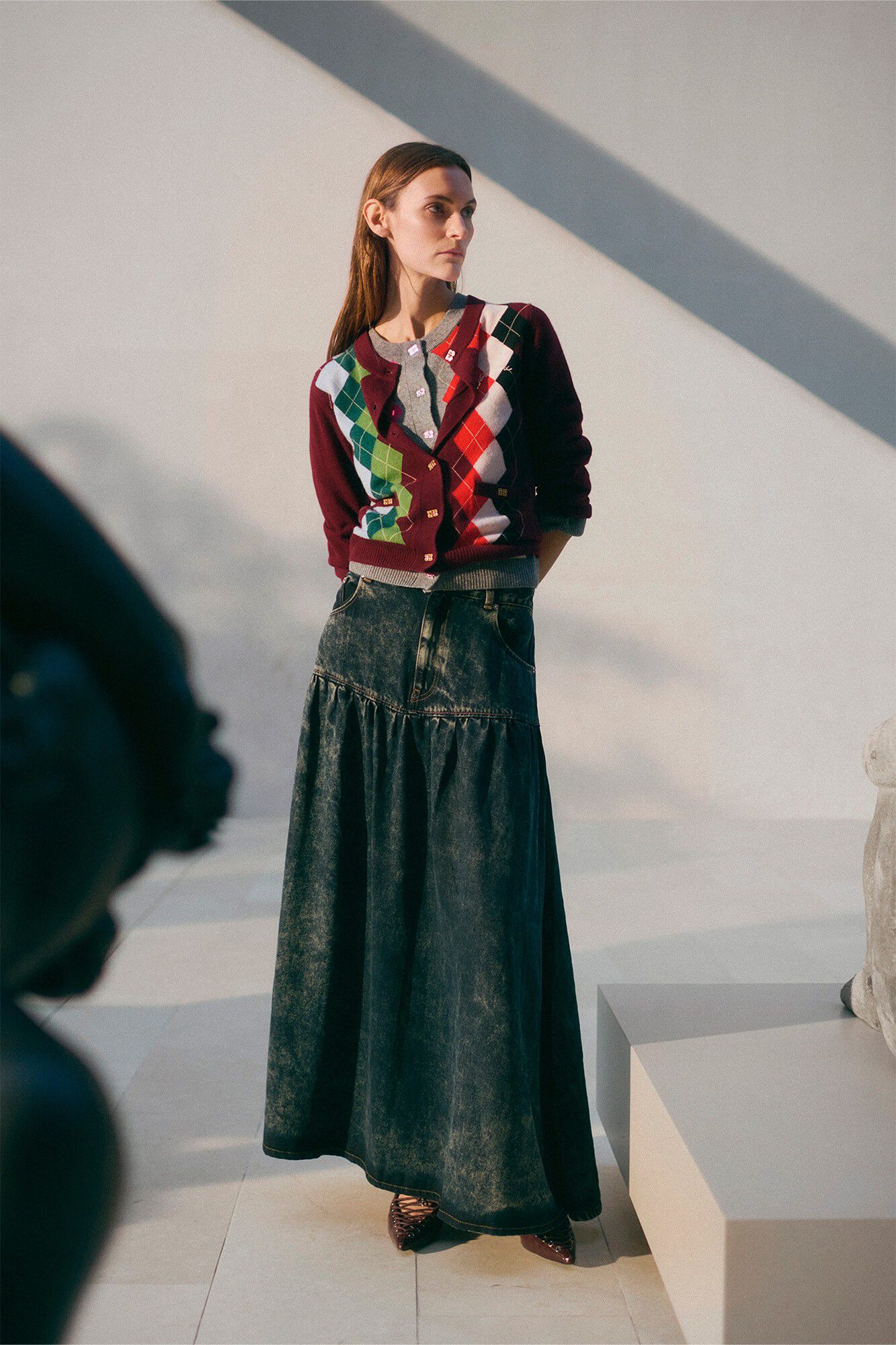 Light Denim Long Skirt