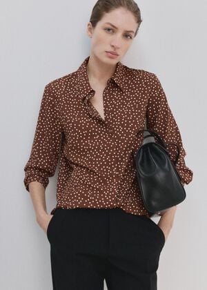 Straight-cut animal-print blouse