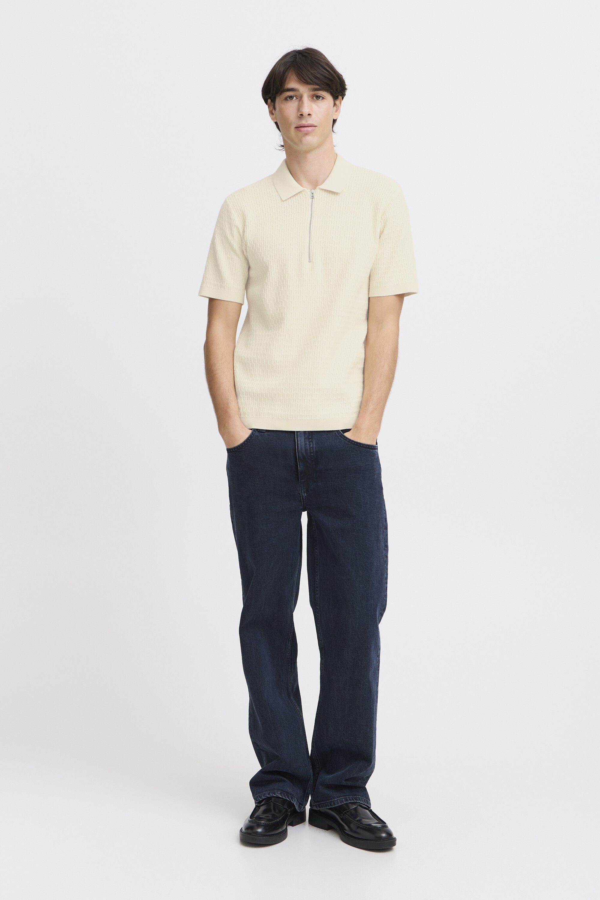 CFJOE SS structured polo knit