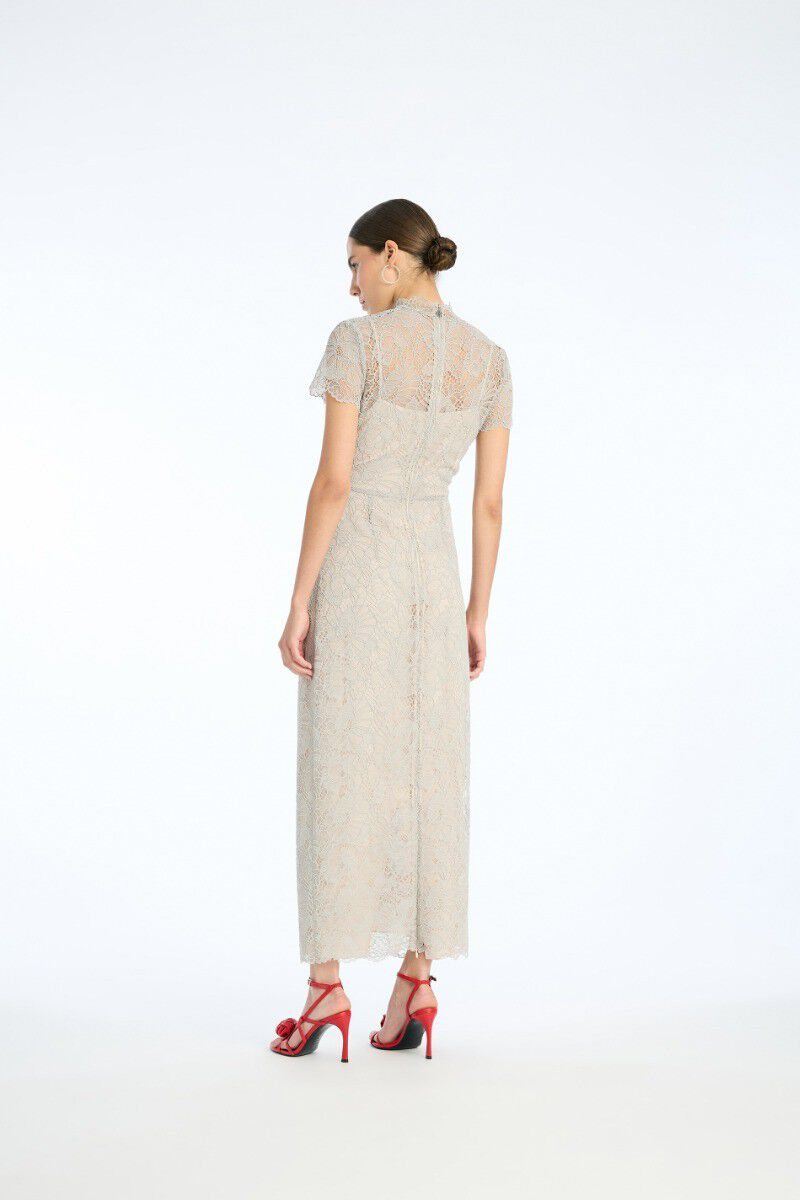 LACE LONG MIDI DRESS
