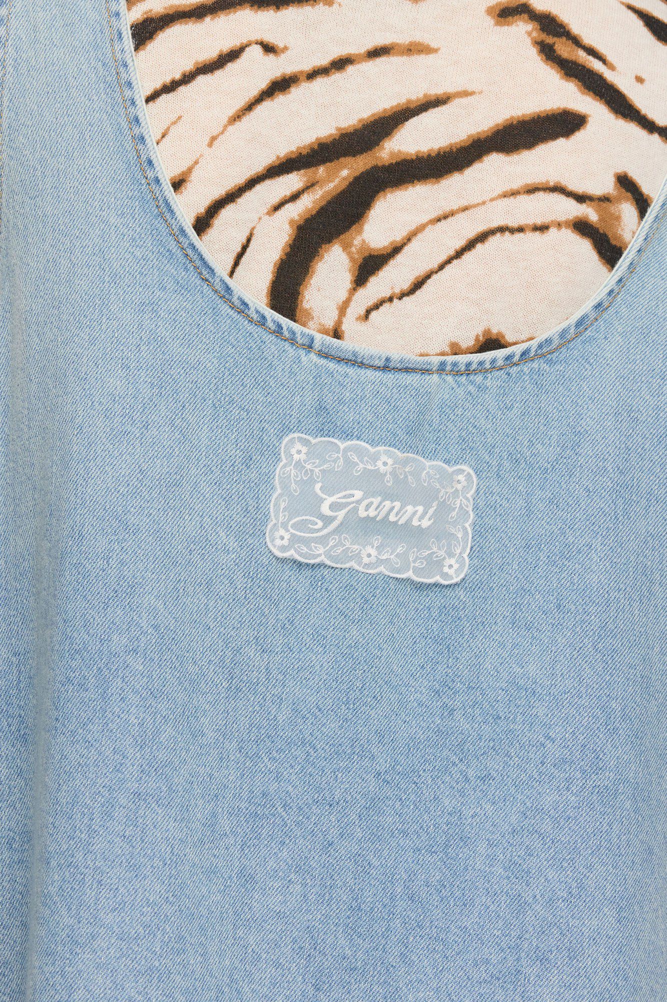 Lightweight Denim Frill Mini Dress