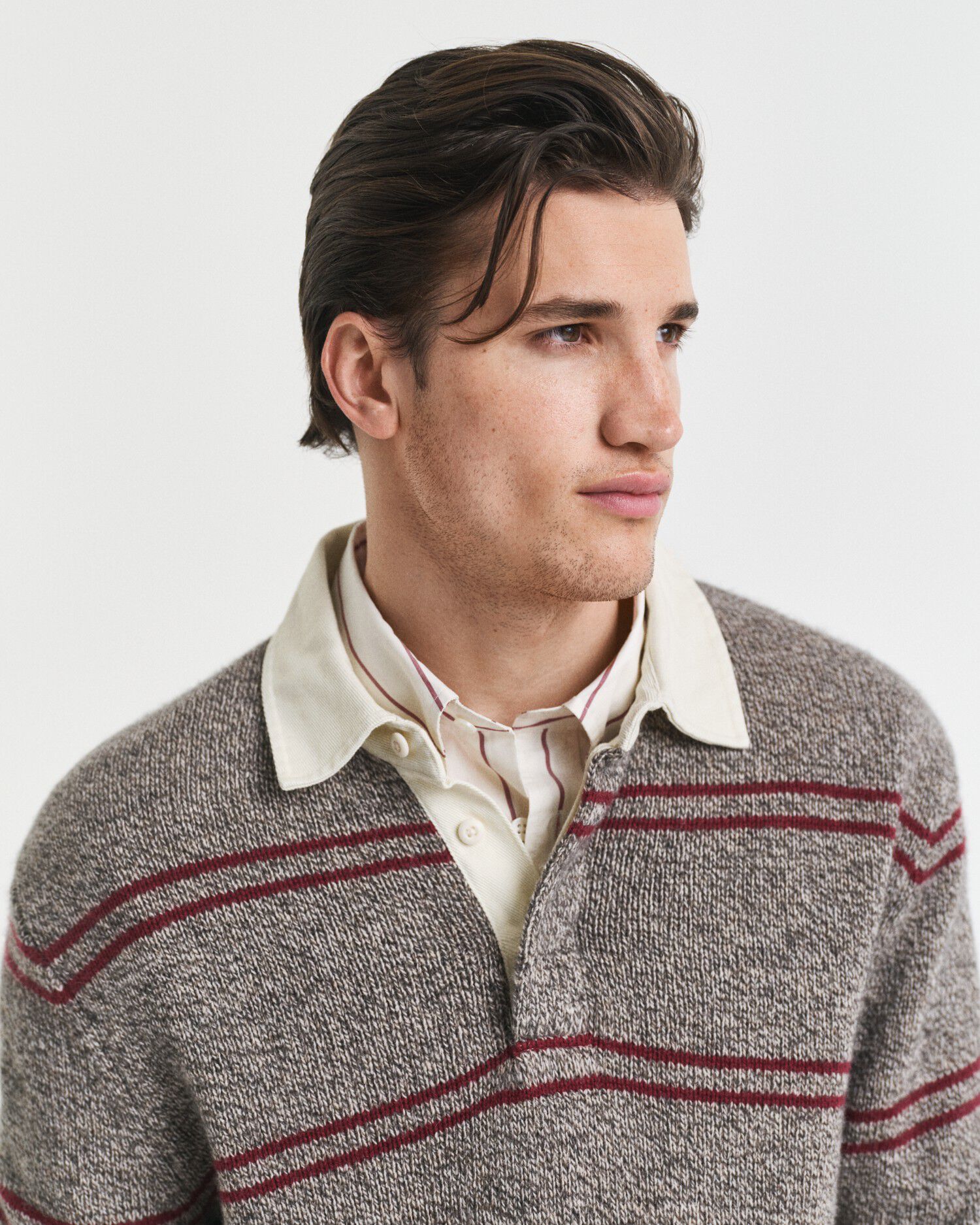 WOOL BLEND STRIPED POLO