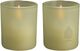 Glass Candle, Light green leaf, 2-pack, 6x7 cm