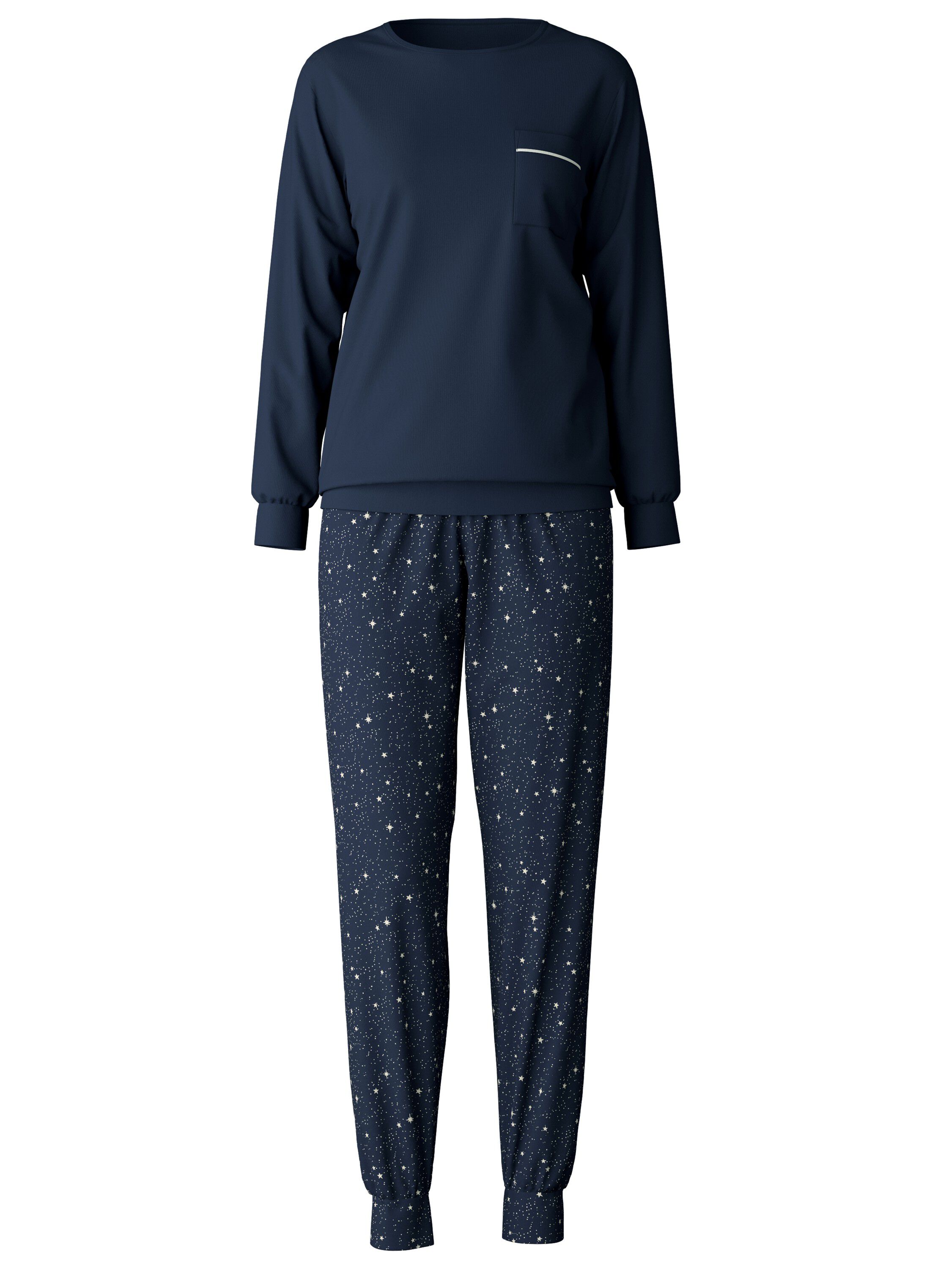 DAMEN Pyjama mit B&uuml;ndchen