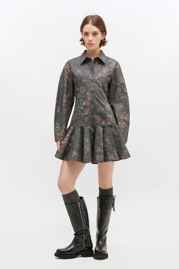 Printed Stretch Cotton Buttoned Min
