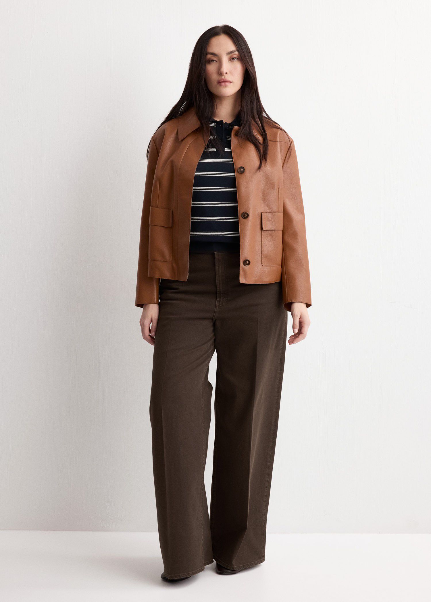 Striped polo-neck sweater