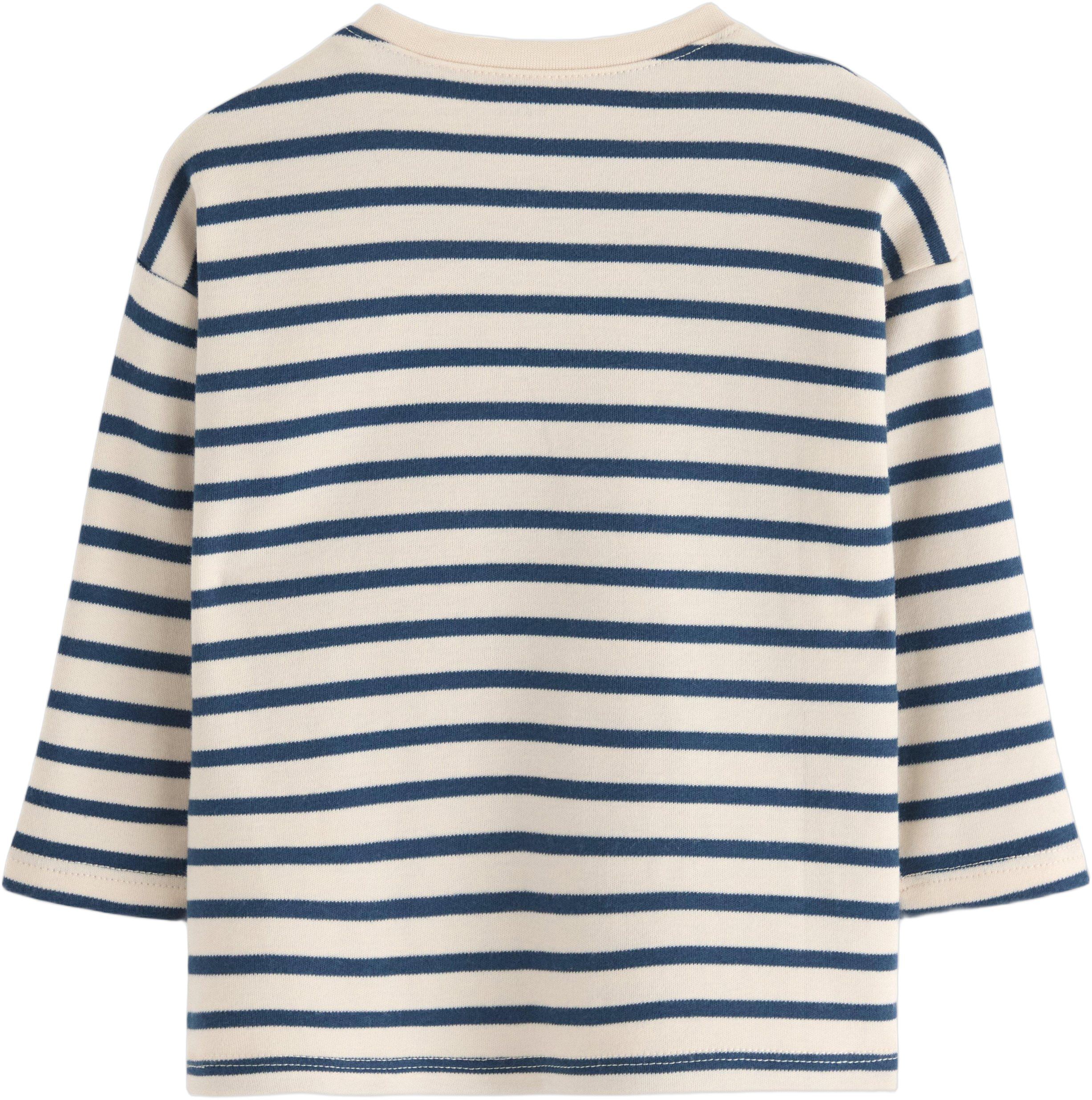 Lang&aelig;rmet top i bl&oslash;d bomuldsjerse