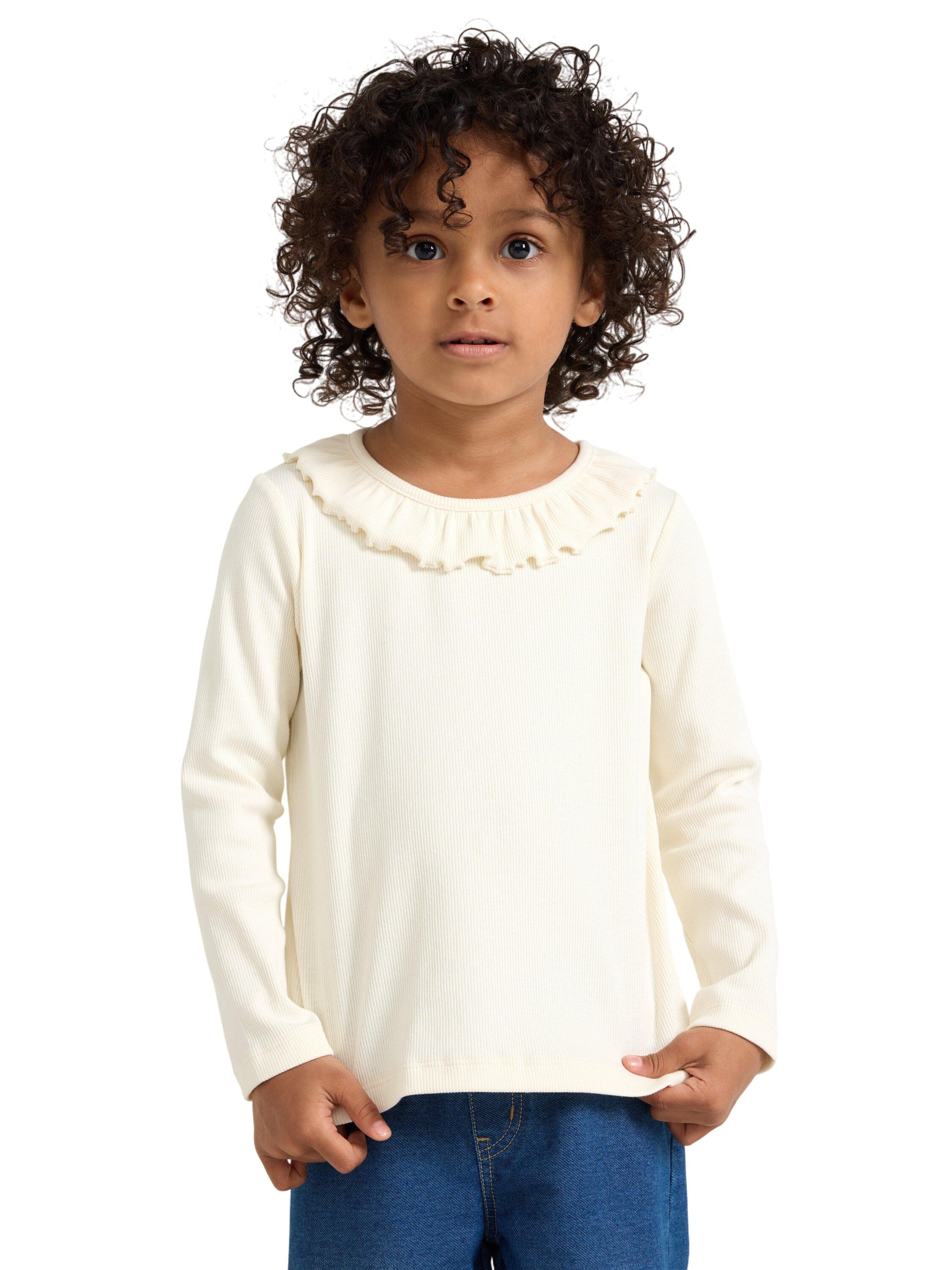 Top ls rib with frill collar