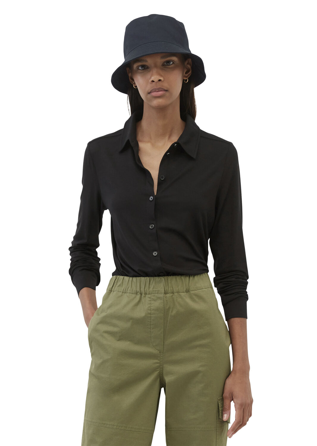 Jersey-blouse, long sleeve, collar,