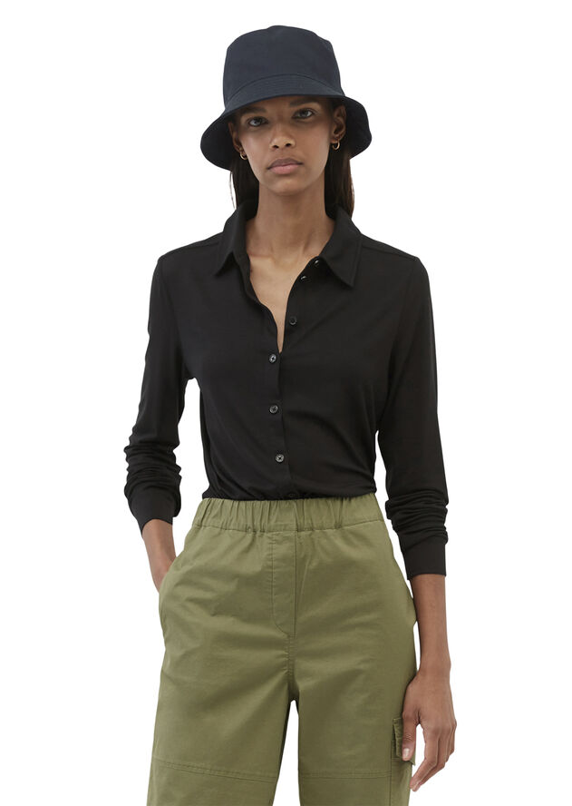 Jersey-blouse, long sleeve, collar,