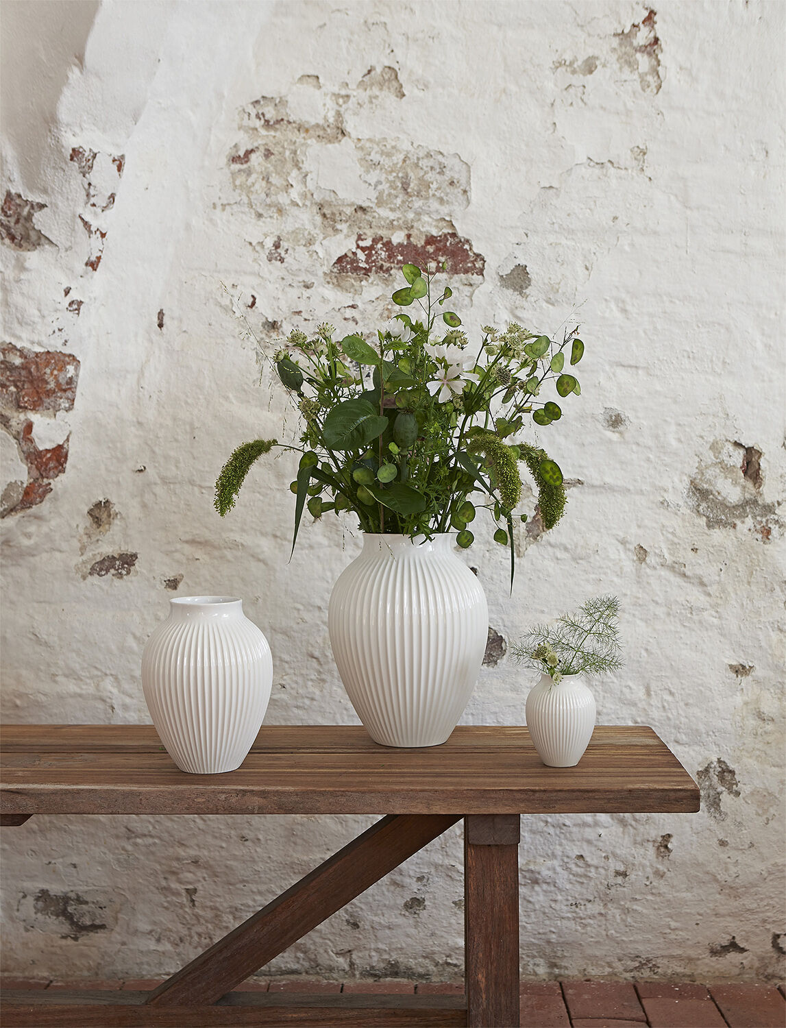 Knabstrup vas H 12. 5 cm ripple white