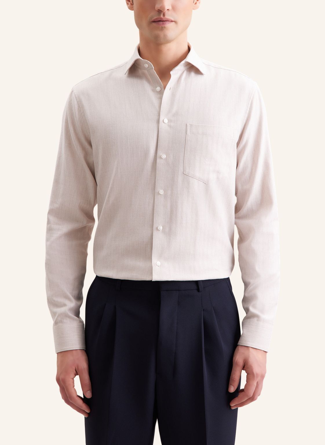 Flannel shirt Regular 1/1 Kent-Collar Herringbone