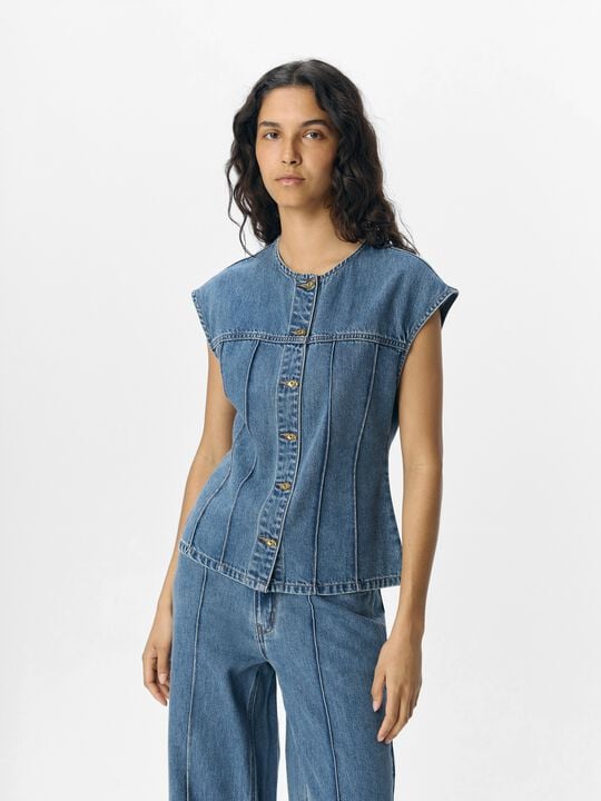 OBJDIVONA DENIM S/L WAISTCOAT 140