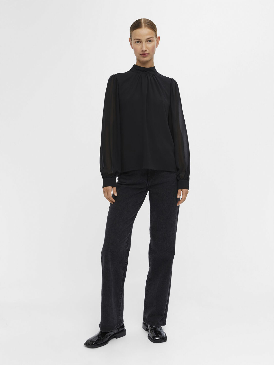 OBJMILA L/S HIGH NECK TOP NOOS