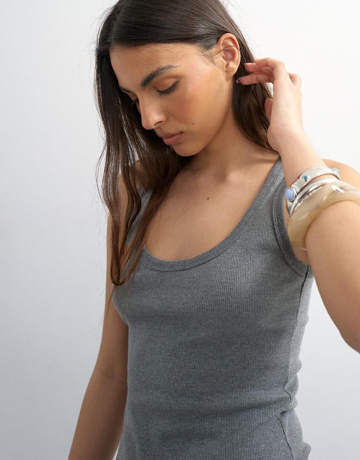 Tsbritt Sl Rib Scoop Curve Hem Vest Jrs