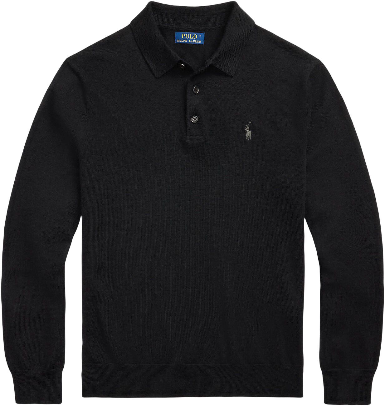 Washable Wool Polo-Collar Sweater
