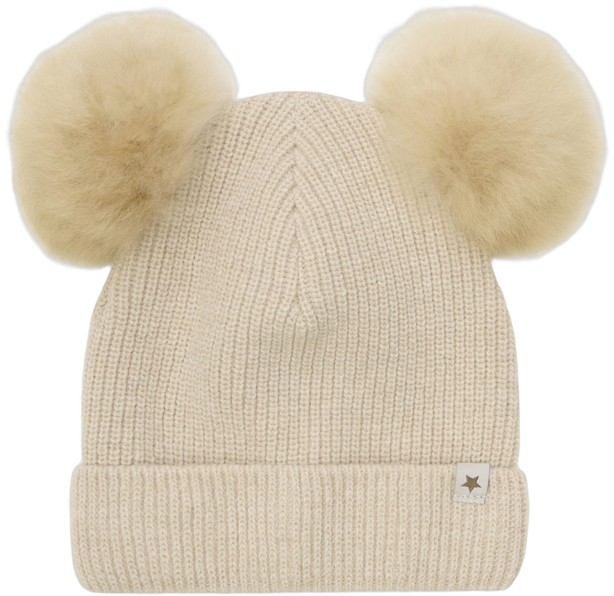 Hat Knit Alpaca Pompoms