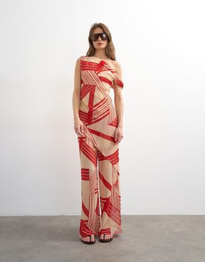 TSNOEL SHEER STRIPE OFF SHOULDER TO