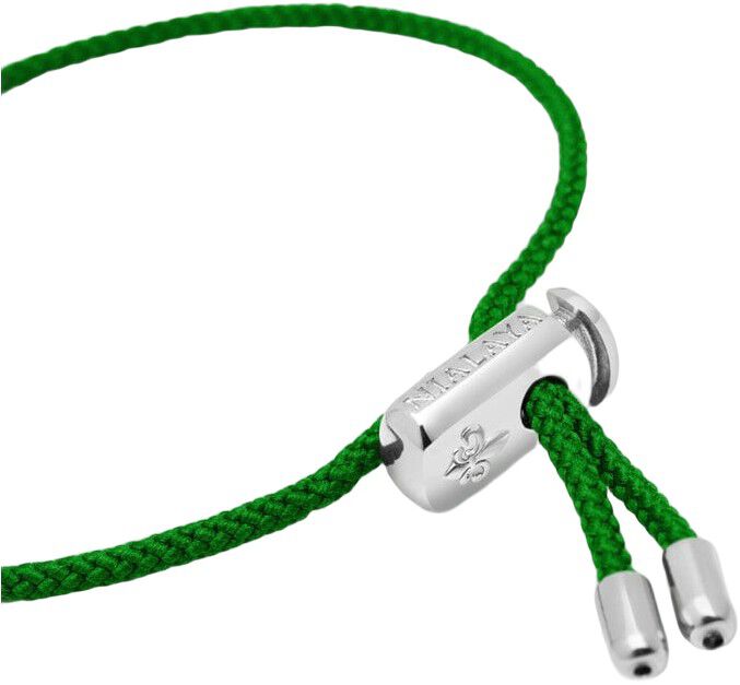 Men's Green String Bracelet with Adjustable Stainless Steel Lock