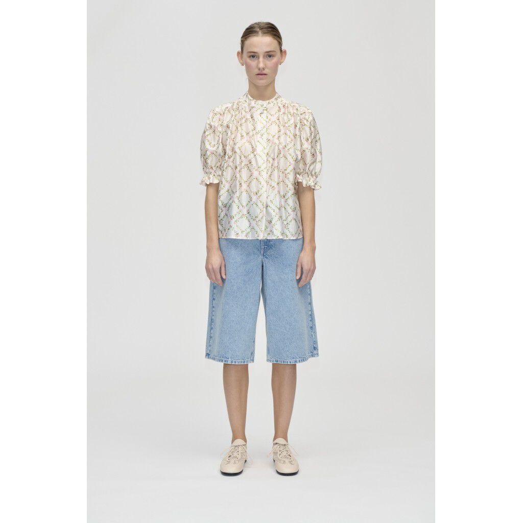 2519 Flat Texture Viscose, Gathered Top