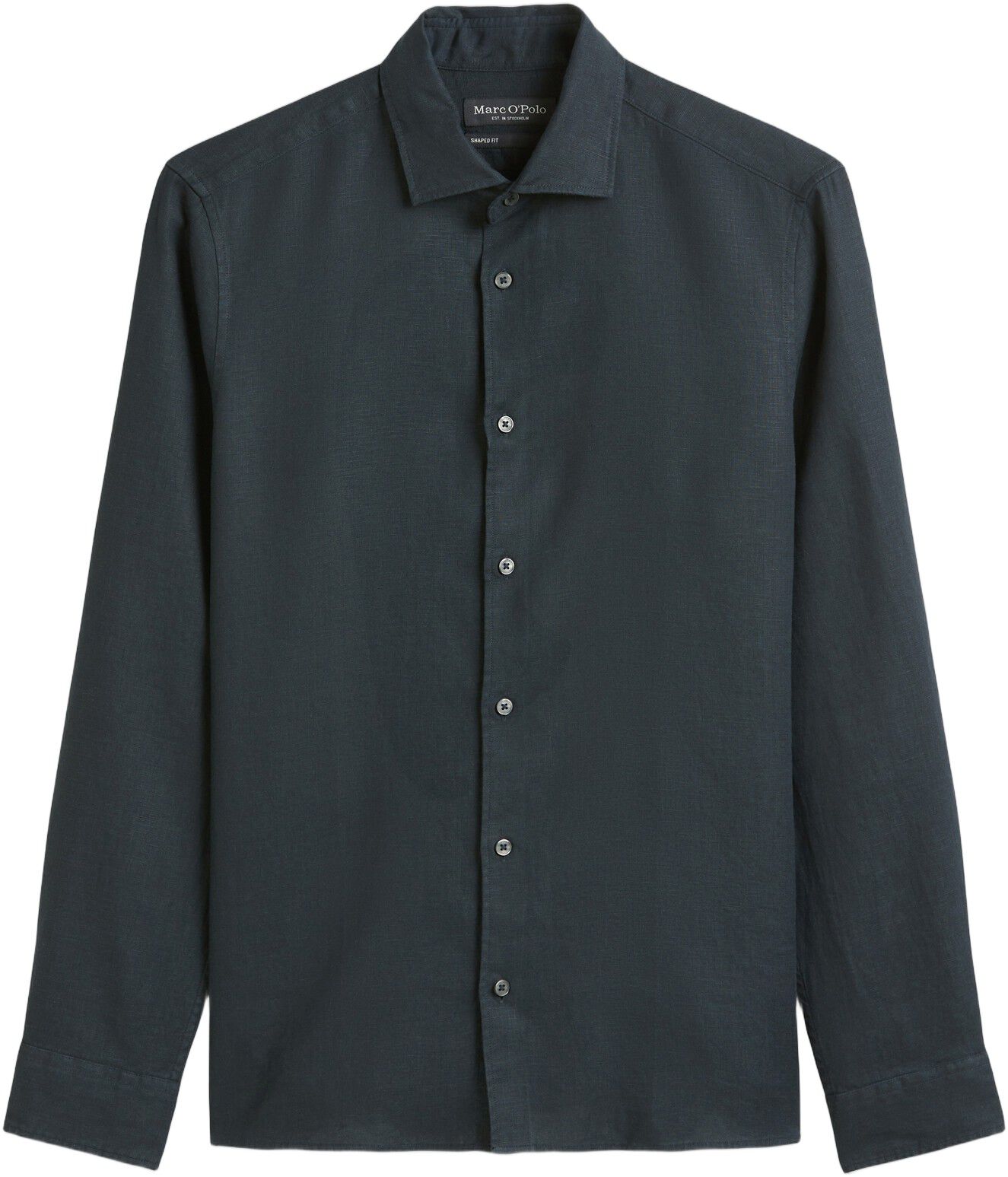 Spread collar, long sleeve, round h