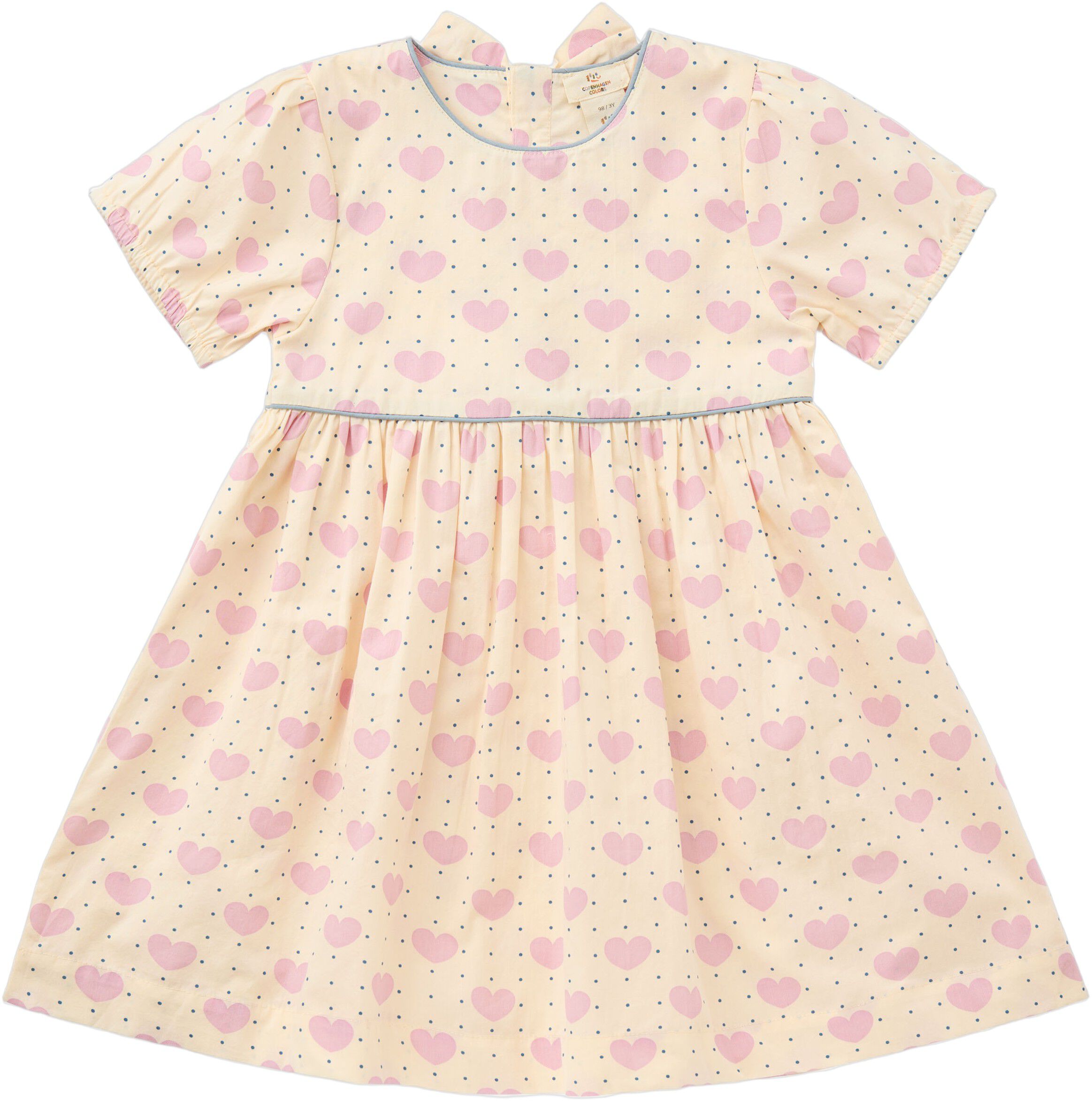 HEART & DOTS DRESS W PUFFY SLEEVE