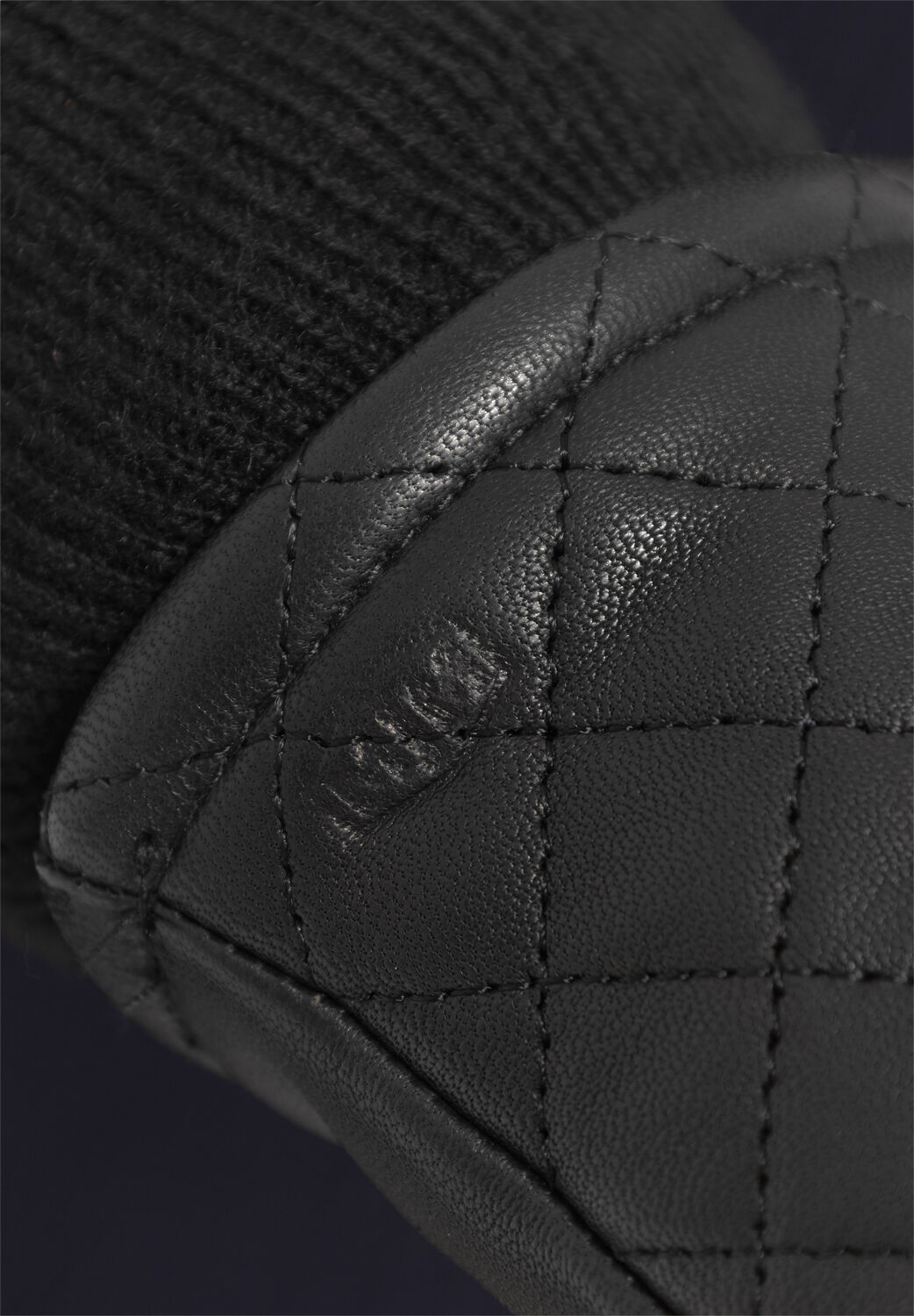 MJM Glove Linda Leather Quilted/Wool Black