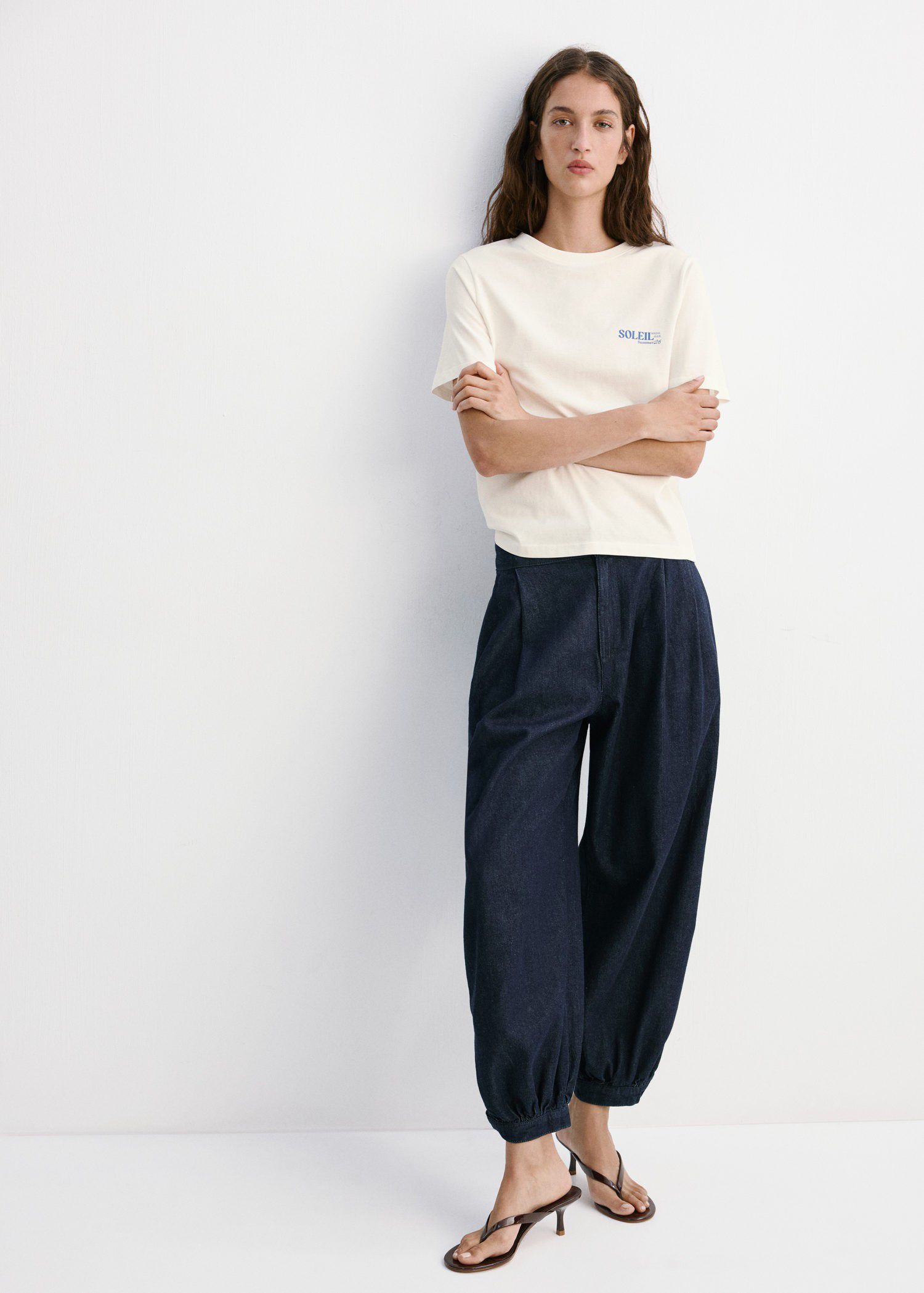 Printed cotton-blend t-shirt