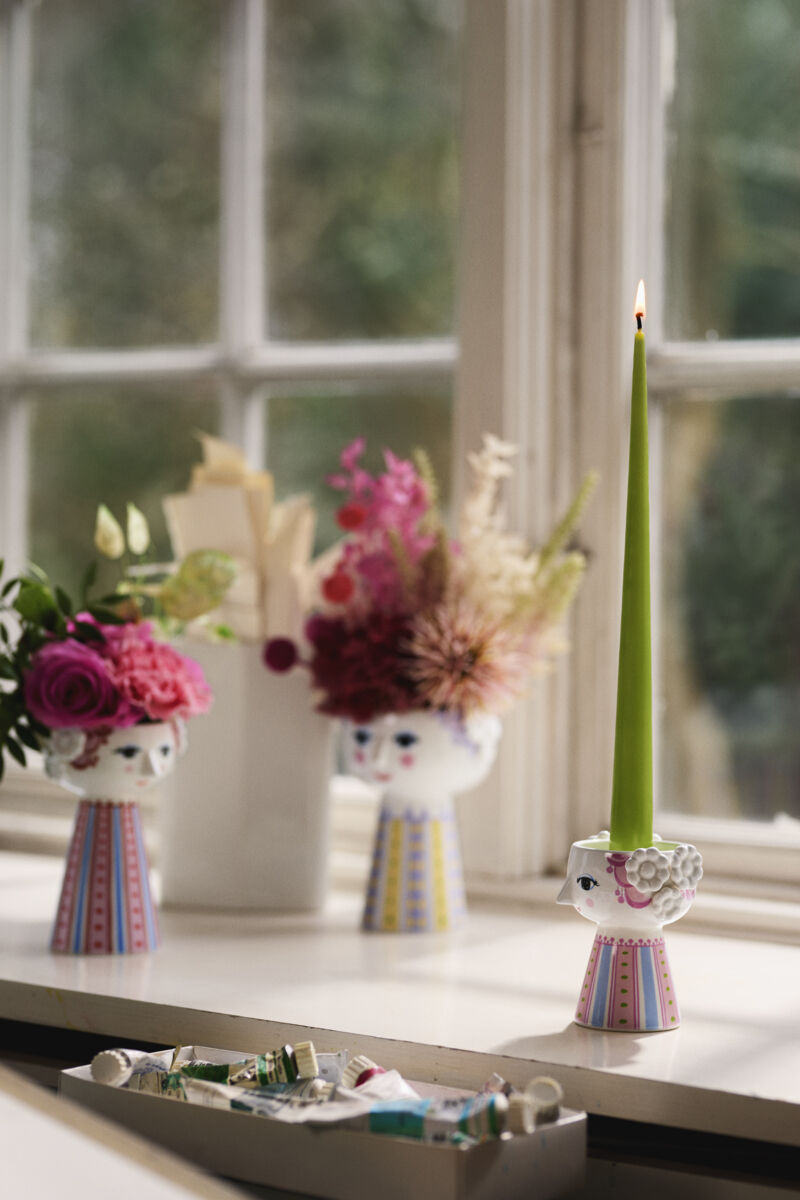 Eva Lysestage H9. 5 cm pink