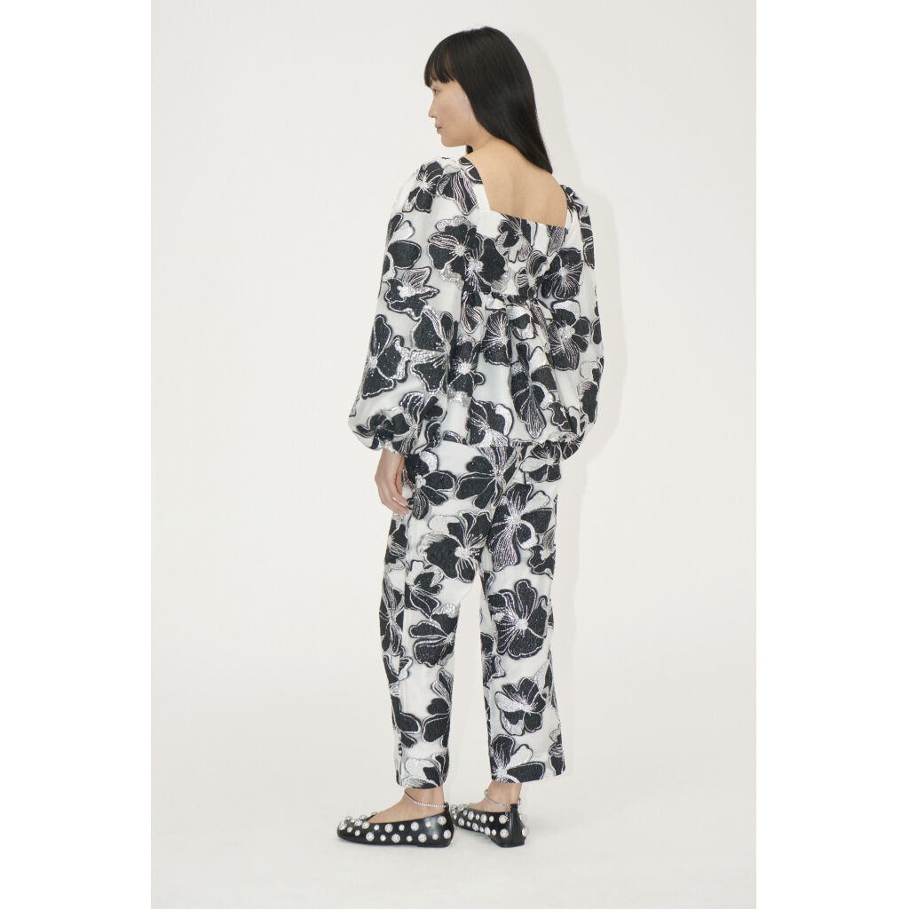 Square Neck Long Sleeve Top, 1608 Organza Jacquard