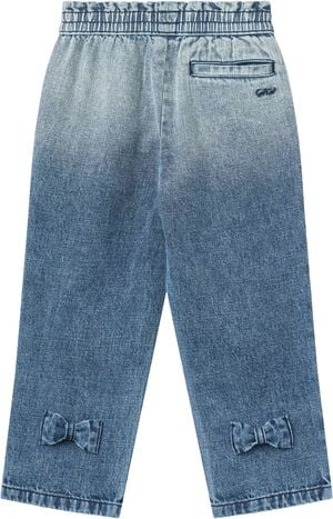 FRILL DENIM PANTS W. BOW