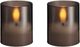 Moods & More - LED glass candle, Hurricane, Charcoal, 2-pack, 47x57 mm