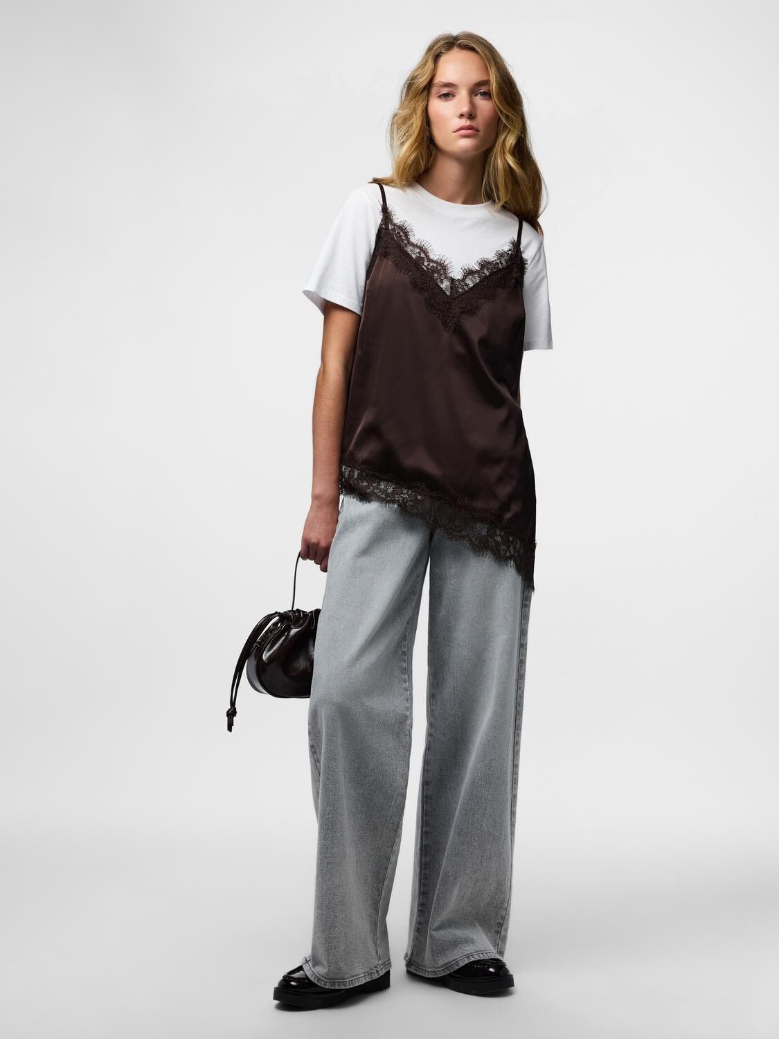 Pcnomi Strap Satin Lace Top Wvn