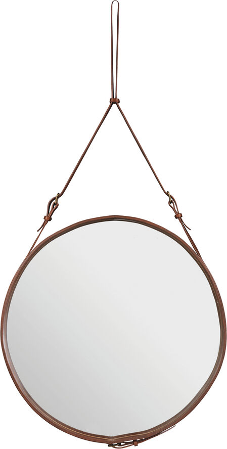 Adnet Wall Mirror, Circular, ø70 (Tan Leather)