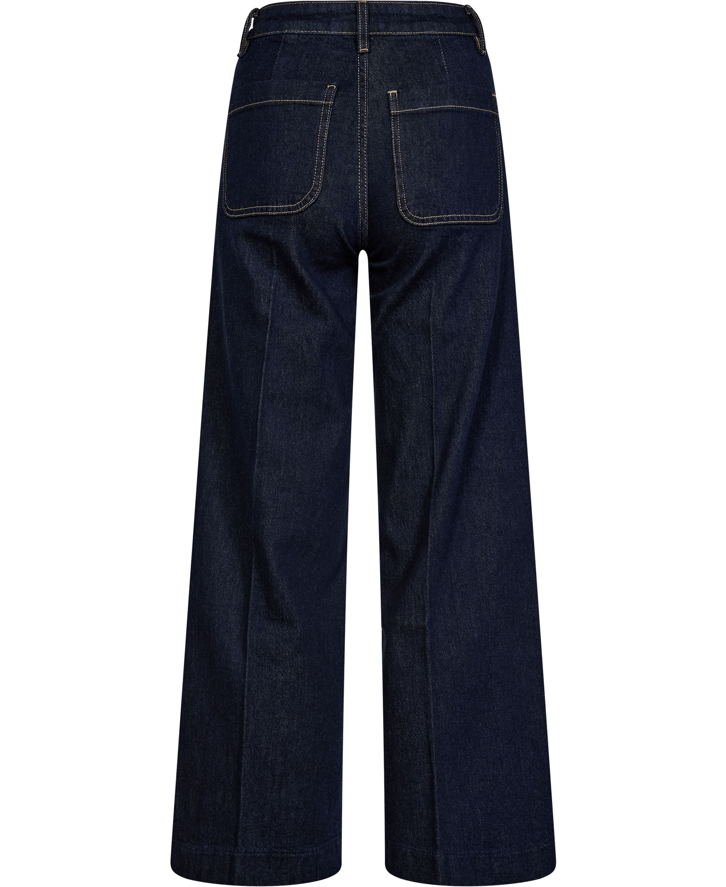 Wide-leg patch pocket jeans