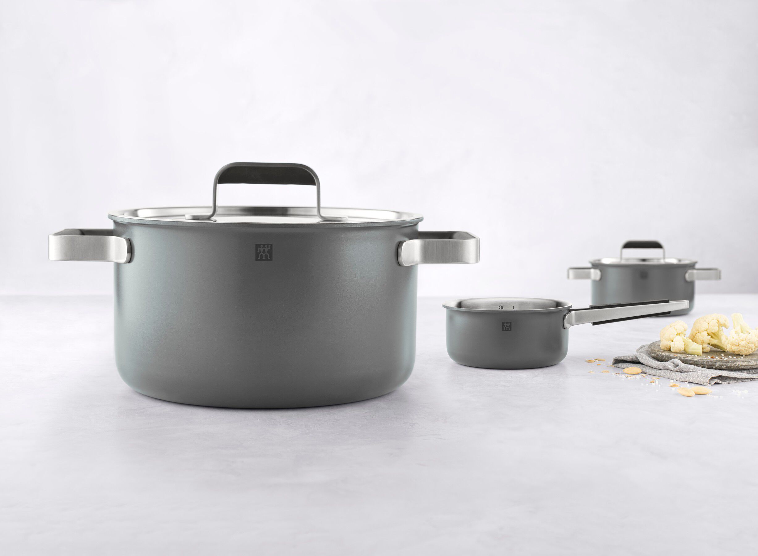 Kastrull & stekpanna set, 3-st, 18/10 Rostfritt st&aring;l