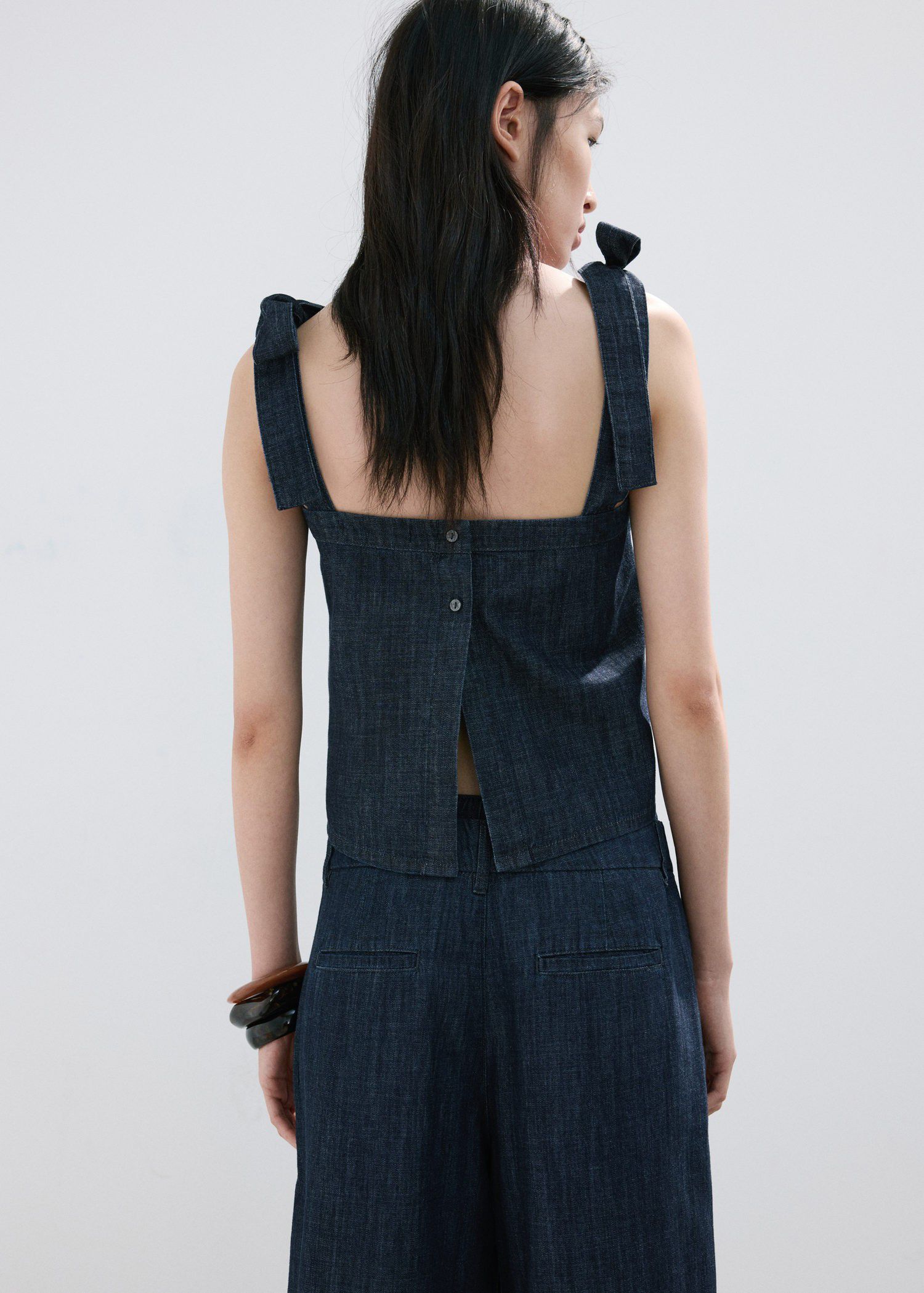 Strapless denim top