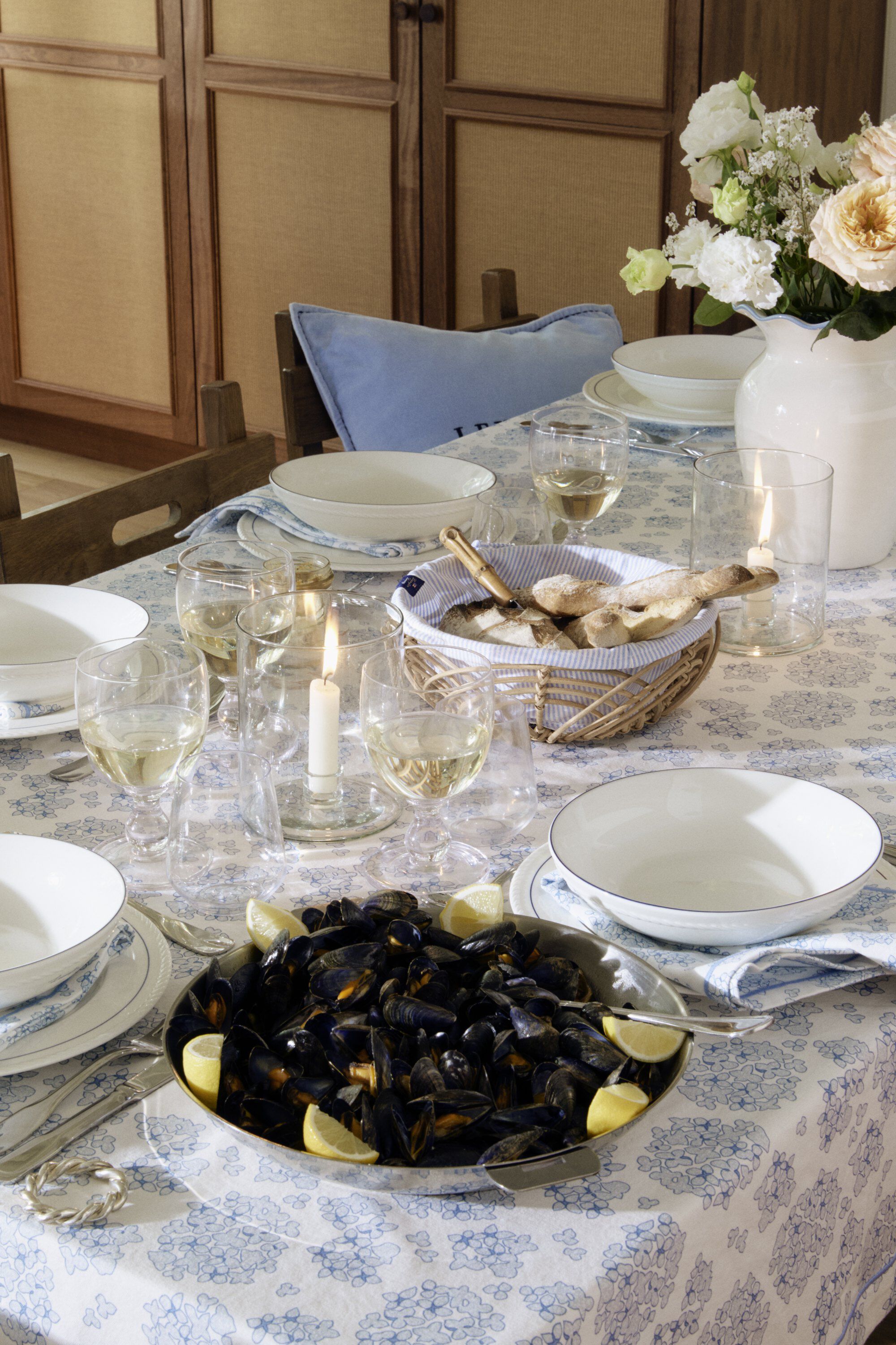 Blue Logo Organic Cotton Velvet Pillow Cover