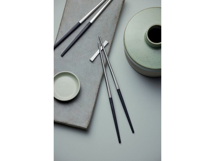 Ätpinnar-set Focus de Luxe 23 cm 6 delar Svart/Matt stål