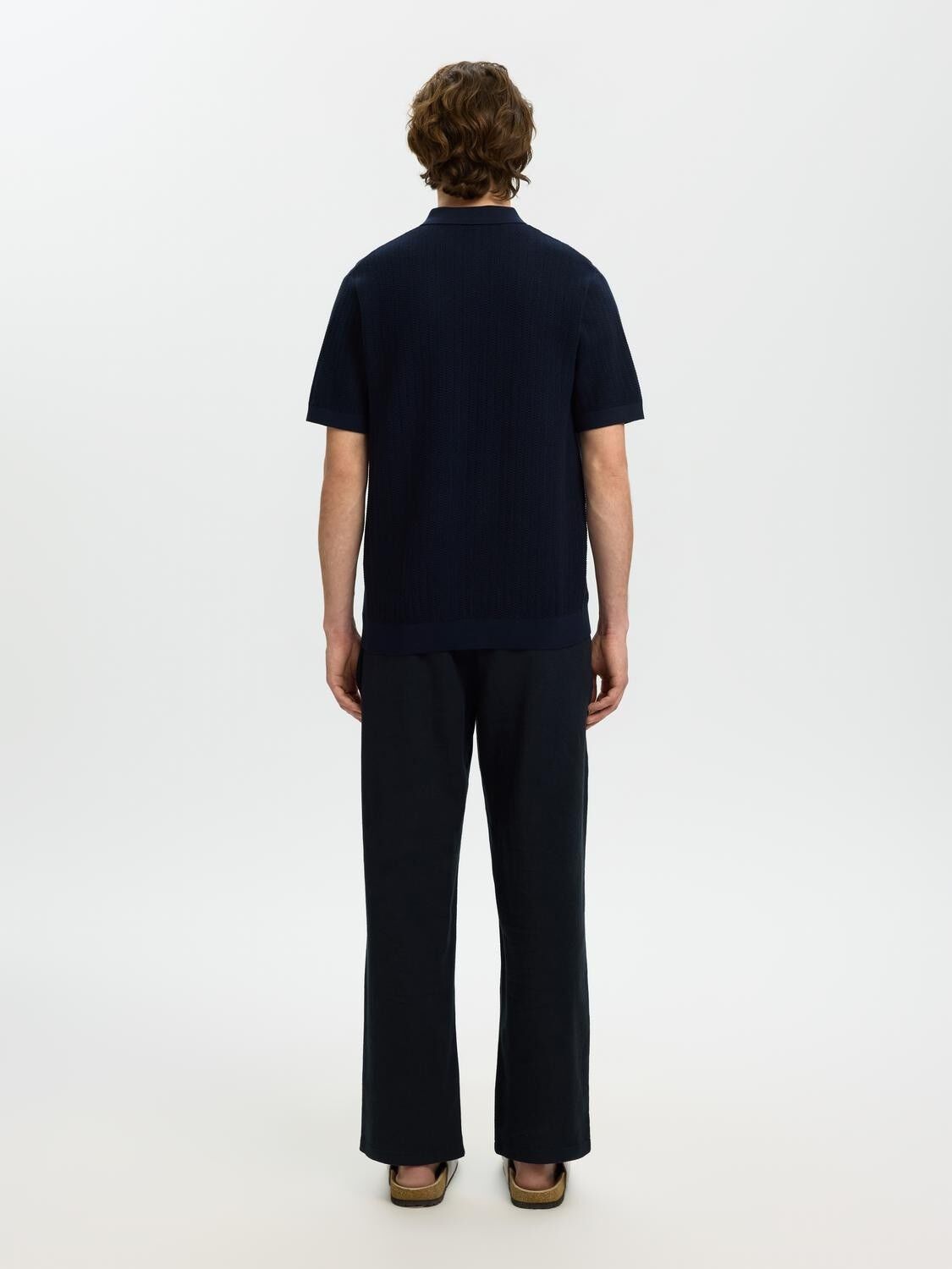 Slhcran Ss Knit Structure Zip Polo Noos