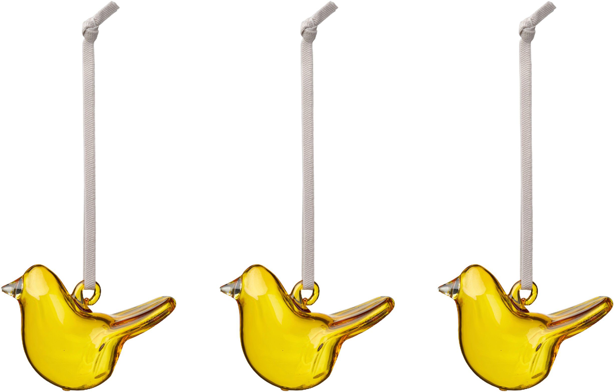 Iittala mini glasfugle gul 3stk